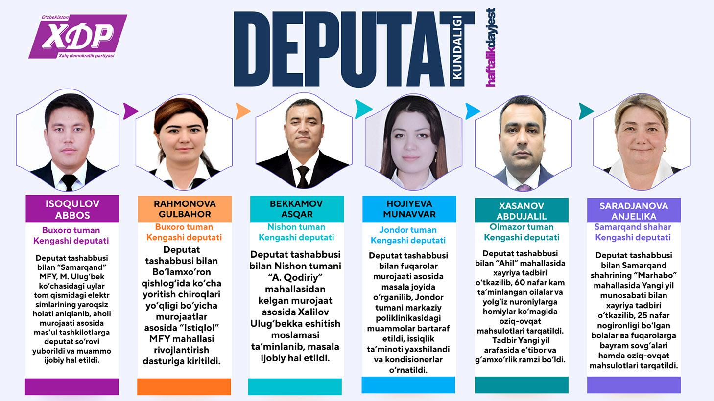 Mahalliy Kengashlardagi deputatlarimiz faoliyatidan