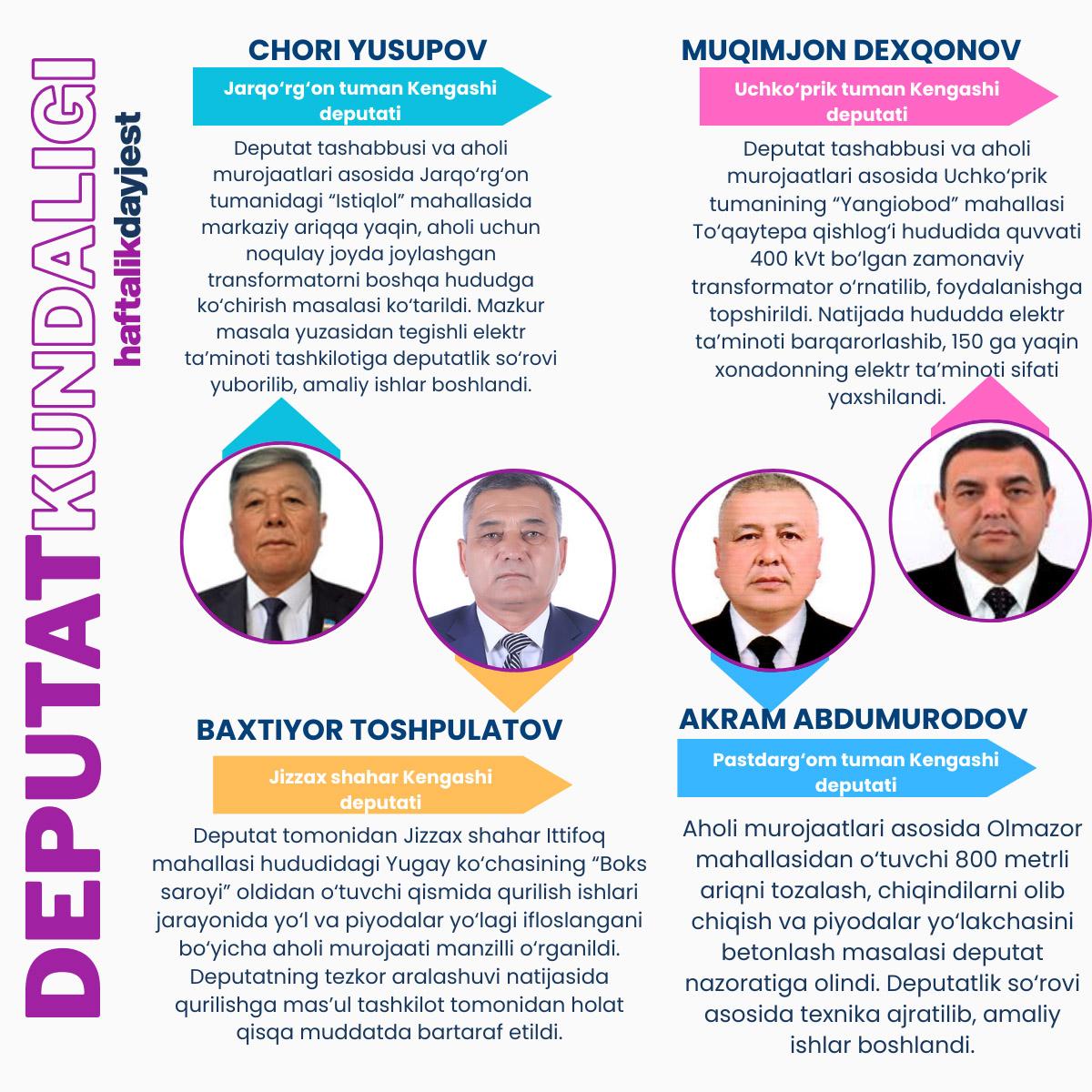 Mahalliy Kengashlardagi deputatlarimiz faoliyatidan