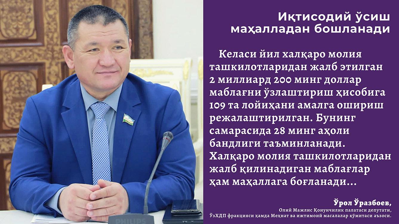 Иқтисодий ўсиш маҳалладан бошланади