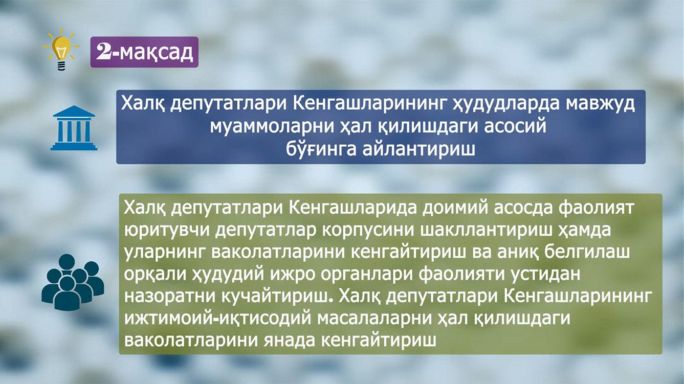2-мақсад: Янги Ўзбекистоннинг 2022–2026 йилларга мўлжалланган тараққиёт стратегиясини 2022 йилда амалга ошириш бўйича “йўл харитаси”