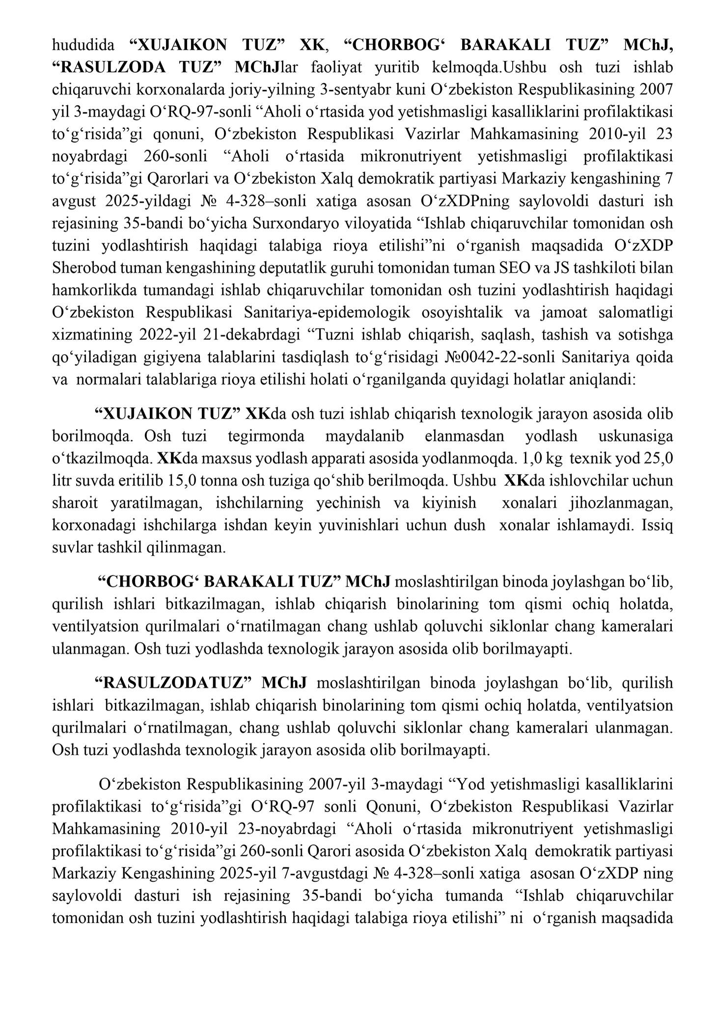 O‘rganishda aniqlangan muammolar yuzasidan deputat so‘rovi yuborildi